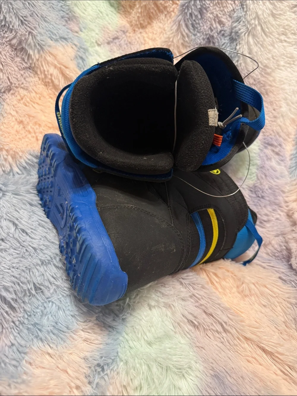 Burton Kids Black and Blue Snow Boots with Yellow Logo